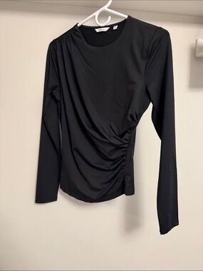 Black Side-Ruched Long Sleeve